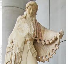 Archaic Statue Of Athena Using Her Snaky Aegis As A Weapon In Battle Against The Giants From A St Greek And Roman Mythology Ancient Greek Sculpture Greek Art