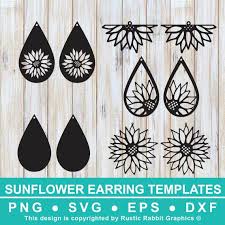 4 Sun Flower Earring Templates W 1 Free Teardrop Design Etsy