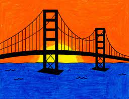 In my drawings, i noticed that i can now draw feet much faster and with much less break up the heal into a separate section, it steps out from the leg as it descends down. How To Draw The Golden Gate Bridge Art Projects For Kids