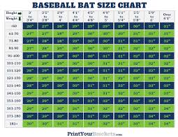 baseball bat size chart printable