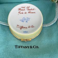 Tiffany&Co Baby Yellow Rocking Horse Trinket Box Gold Trim Hinged France  Pouch