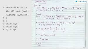 Pembahasan soal sbmptn logaritma 2013подробнее. Gate Ese Lesson 4 Latihan Soal Logaritma 3 Offered By Unacademy