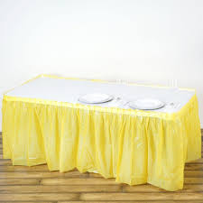 14ft Yellow 10 Mil Thick Pleated Plastic Table Skirts Disposable Table Skirt Spill Proof In 2020 Table Skirt Plastic Tables Stylish Tables