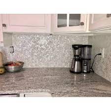Seashell 0 6 X 1 2 Mosaic Tile Kitchen Backsplash Designs Kitchen Backsplash White Kitchen Backsplash