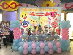 Theme Babyshark Buat Yang Butuh Table Setting Sweet Corner Atau Table Dessert Jangan Lupa Add Yahhh Instagram Season Sweet Table Party Table Settings