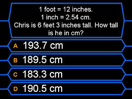 This will give you the total height in inches. What Is 6 Feet In Cm