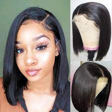 Lace front wigs human hair deep wave lace closure wigs, 150% density brazilian virgin human hair wigs pre plucked with baby hair for black women natural color (22inch) 22 inch. Short Bob Straight Wavy Human Hair Lace Front Wig Supernova Hair