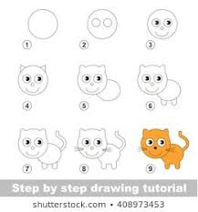 Raster Copy Step By Step Drawing Tutorial Visual Game For Kids How To Draw A Small Kitten Easy Drawings For Kids Drawing Tutorial Drawing Lessons For Kids