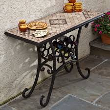 The Basilica Wine Console Table By Alfresco Home Wrought Iron Table Iron Table Wine Table