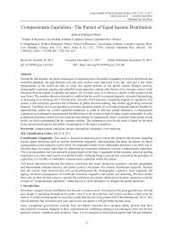 Pdf Compassionate Capitalism The Pursuit Of Equal Income Distribution