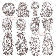 Hairstyles Clipart Hair Set Digital Download Custom Hairstyles Hair Clip Art Character Hair Fashion Girl Gift Planner Clipart 12 Png Images Girl Hair Drawing Hair Sketch Hair Clipart