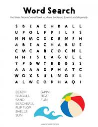 Feel free to download and print one or both! Word Search For Kids Beach Fun Worksheets 99worksheets