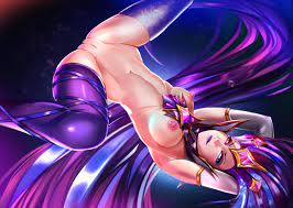 1girls badcompzero breasts female female only hair heterochromia  large breasts league of legends long hair nipples nude pussy riot games  solo star guardian series star guardian zoe thighhighs video