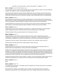Aristotle S Nicomachean Ethics Lecture Notes Book 1