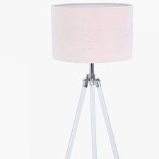 This lamp table has a mission style end table combined with a swing arm lamp. Tripod Floor Lamp With Velvet Sparkle Shade Lighting From Breeze Furniture Uk