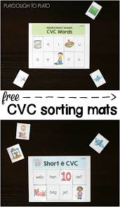 The other type of mat has students matching the cvc picture to the word. Free Cvc Words Picture Sort Playdough To Plato