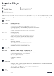 This information will get you started. College Application Resume Template For High School Students