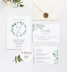 Wreath Wedding Invitation Template Download Greenery Wedding Etsy Wreath Wedding Invitations Wedding Invitation Templates Wedding Invitations
