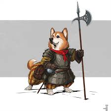 Battledoge Dogetaur Corgi Alebardist Character Art Art Fantasy Artwork