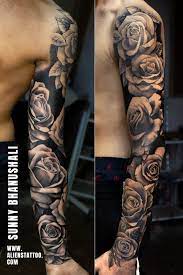 See more ideas about skull rose tattoos, tattoos, sleeve tattoos. Rose Sleeve On Actor Laurie Calvert By Sunny Bhanushali At Aliens Tattoo India Rose Tattoo Sleeve Black Rose Tattoos Sleeve Tattoos