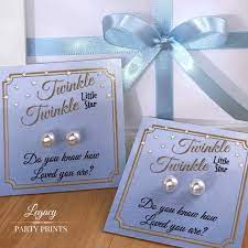 Twinkle Little Star Blue Baby Shower Favors With Pearl Earrings Babyshower Boybabyshower Twinkle Blue Baby Shower Baby Shower Favors Blue Baby Shower Favors