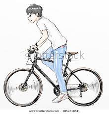 man riding bicycle sketch poster รถจ กรยาน ภาพประกอบ แฟนอาร ท
