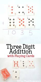 Three Digit Addition With Playing Cards Creative Family Fun Math Card Games Math Games For Kids Learning Math