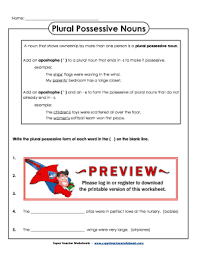 Singular, plural, and possessive nouns. Fillable Online Plural Possessive Nouns Super Teacher Worksheets Fax Email Print Pdffiller