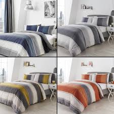 Back to sewing & quilting supplies. Betley Stripe Duvet Quilt Cover Set Blue Multi Orange Grey Yellow Ebay