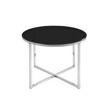 47 results for chrome glass coffee table. Round Black Glass Top Side Table With Chrome Base Inhouse Collections