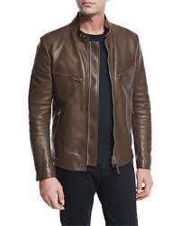 Tom Ford Leather Cafe Biker Jacket Brown Jackets Men Fashion Brown Jacket Men Leather Jacket