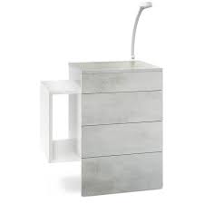 Idimex chevet suspendu florent, en mélaminé blanc mat. Table De Chevet De Nuit Queens Corps En Blanc Mat Facades Et Plateau Du Dessus En Aspect Beton Oxyde Avec Eclairage Led Flexi Cdiscount Maison