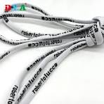 Customized 6mm Black and White Jacquard Nylon Drawcord with Logo Metal Tips  for Garment Pants