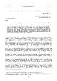 We did not find results for: Pdf Asymmetry Of Institutional Talk In Post Communist Poland A Linguistic Approach