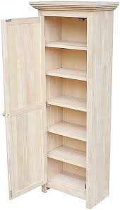 Don't forget to bookmark free standing kitchen pantry cupboard using ctrl + d (pc) or command + d (macos). Kitchen Pantry Cabinet Unfinished Wood Free Standing One Door 4 Adjustable Shelves Storage Bookcase Solid Parawood Kitchen Home Organizer Cupboard Filing Storage Stationary Cabinet Ebook Bybadashop Amazon Co Uk Office Products