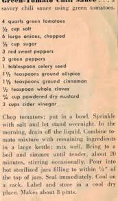 Vintage Recipe Clipping Recipecurio Com Chili Sauce Pickling Recipes Green Tomatoes