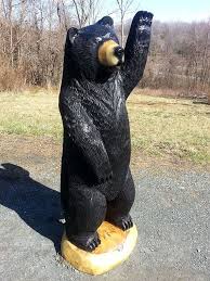 5 Foot Chainsaw Black Bear Wood Sculpture Waving Hello Bear Carving Chainsaw Carving Bear Sculptures
