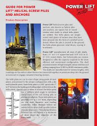 Guide For Power Lift Helical Screw Piles And Anchors