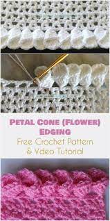 Petal Cone Flower Edging For Afghans Free Pattern And Video Tutorial Crochet Edging Patterns Crochet Patterns Crochet Border Patterns