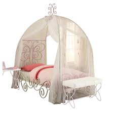 Standard furniture princess canopy bed white metal traditional. Benzara Contemporary Metal Twin Bed With Canopy And Scrolled Work Details White And Purple