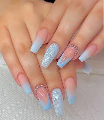 Choose your favorites from our baby blue nail collection! Pin By Alayna Ynacay Nye On Nails Quinceanera Nails Coffin Nails Designs Blue Acrylic Nails