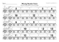 Missing Numbers Train Worksheets Counting In 1s Train Activities Elementary School Math Pre K Lesson Plans