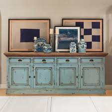 Scranton Ocean Blue Two Tone Solid Wood 4 Drawer Extra Long Sideboard Extra Long Sideboard Large Sideboard Decor