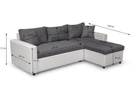 4 coussins dorsaux en mousse polyuréthanne et silicone. Canape D Angle Maria Reversible Et Convertible Avec Coffre Gris Blanc