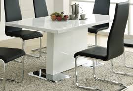 In., the table can fit two comfortably or four in a pinch for some drinks under the sun. Coaster Dining Table Glossy White 102310