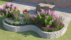 Buntes Blutenmeer Terrasse Umrandung Beeteinfassung Terrasse Bepflanzen