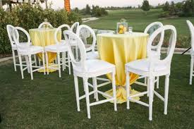 Lemon Yellow Palm Springs Wedding Inspired By This Cocktail Table Decor Yellow Tablecloth Cocktail Wedding Reception