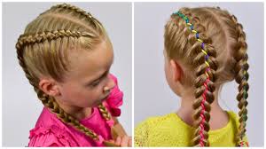 All you need to do is part your hair in the middle (or to the side like this model) and grab some hair ribbons (or just normal ribbons). How To Double Dutch Braids Simple With Ribbon I Boxer Braids Easy Hairstyles 18 Littlegirlhair Youtube