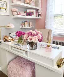 Pretty Pink Gold And White Inspired Decor Home Office Decor Chic Office Desks Home Decor