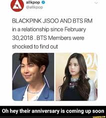 Jung hoseok de 21 e jeon jungkook de 19 anos. Blackpink Jisoo And Bts Rm In A Relationship Since February 30 2018 Bts Members Were Shocked To Find Out Oh Hey Their Anniversary Is Coming Up Soon